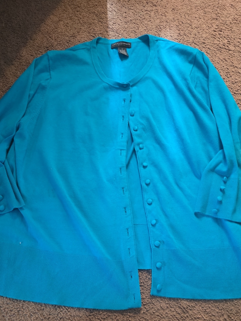 Grace Elements Woman's Teal Button-Front Cardigan Sweater Plus